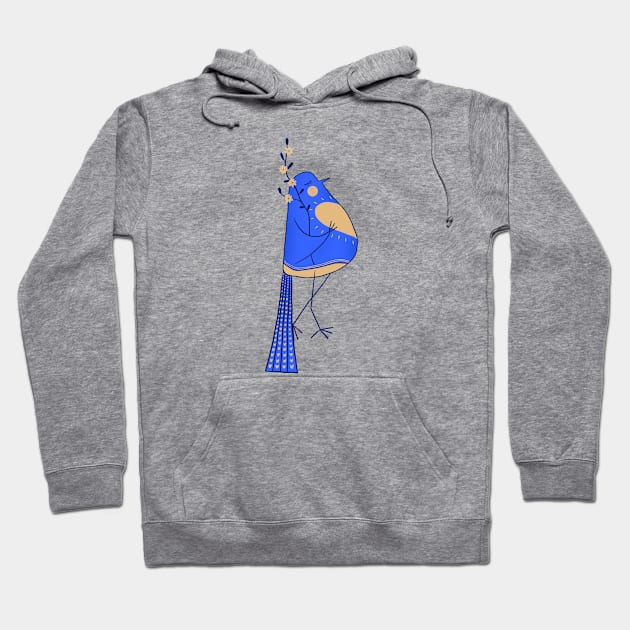 Blue love bird with yellow flowers for Ukraine Hoodie by iulistration